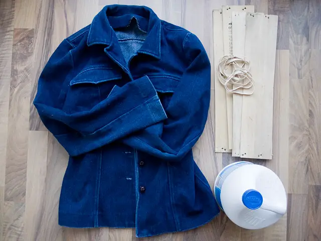 Itajime shibori tie-dye Bleached Studded Denim Jacket DIY Supplies