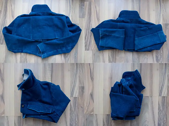 Itajime shibori tie-dye Bleached Studded Denim Jacket DIY Folding 