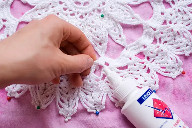 DIY Doily Embellished Shirt Steps