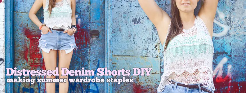 Distressed Denim Cut Off High Waisted Shorts DIY: Making Summer Wardrobe Staples