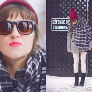 How To Mix Patterns: Plaid Flannel DIY Scarf And Houndstooth Coat