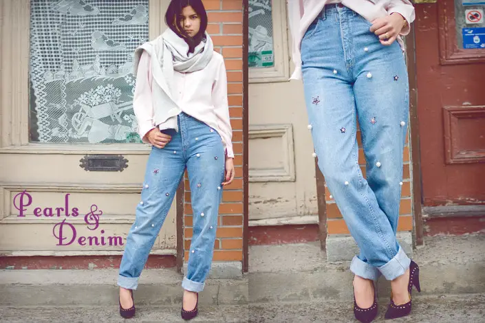 Pearls & Denim: Bead Embellished Jeans DIY (collaboration with FripeFabrique)