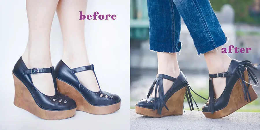 Fringe Shoes DIY Before and After