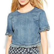 MICHAEL Michael Kors Frayed Cropped Denim Tee