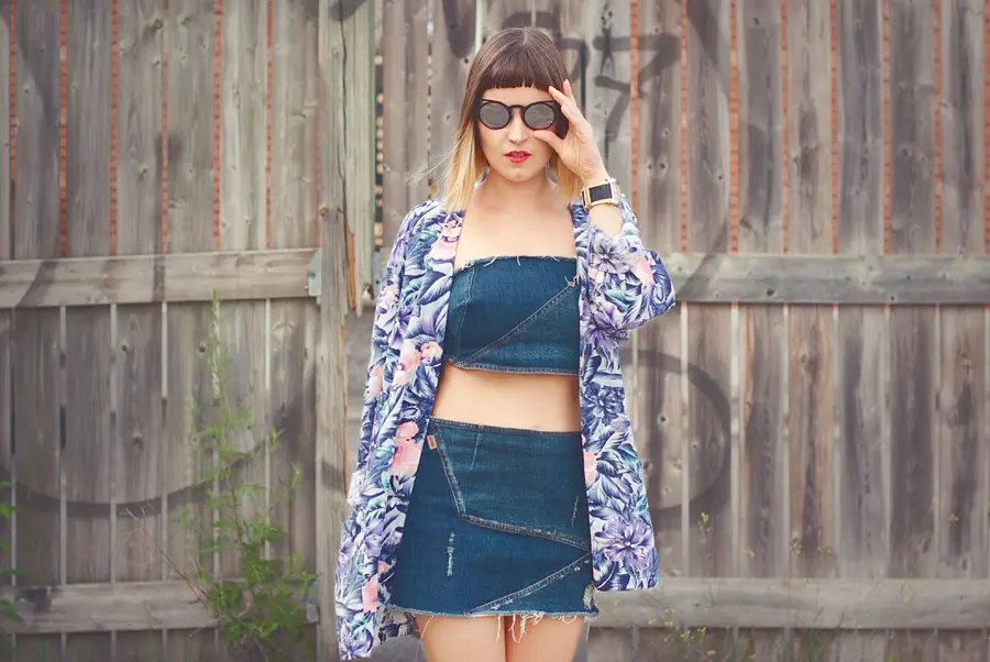 DIY Bandeau Top and Denim Mini Skirt